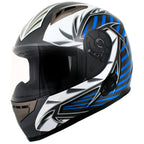 Milwaukee Helmets H512 Titanium and Blue Chit-Chat Black Full Face Motorcycle Helmet w/ Intercom - Built-in Speaker and Microphone for Men / Women