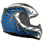 Milwaukee Helmets H512 Titanium and Blue Chit-Chat Black Full Face Motorcycle Helmet w/ Intercom - Built-in Speaker and Microphone for Men / Women