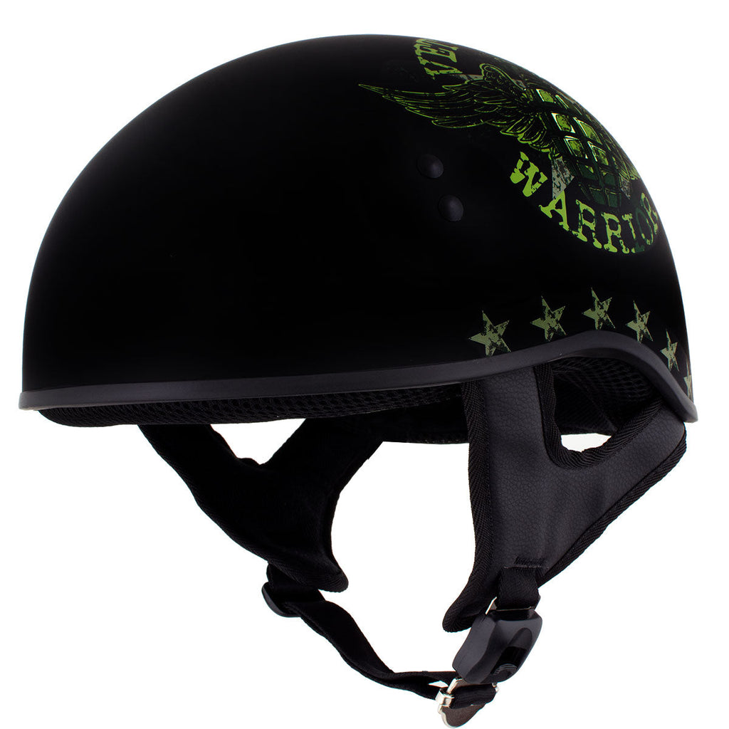 black motorcycle helmet hot heat Hot Leathers HLD1025 'Vet Biker Warrior' Flat Black Motorcycle DOT Sku