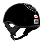 Hot Leathers HLD1004 'POW' Gloss Black Motorcycle DOT Skull Cap Helmet