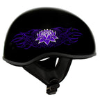 Hot Leathers HLD1005 'Lady Lotus' Gloss Black Motorcycle DOT Skull Cap Helmet