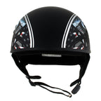 Hot Leathers HLD1023 'V-Twin Eagle' Flat Black Motorcycle DOT Skull Cap Helmet