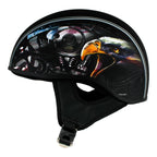 Hot Leathers HLD1023 'V-Twin Eagle' Flat Black Motorcycle DOT Skull Cap Helmet
