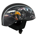 Hot Leathers HLD1023 'V-Twin Eagle' Flat Black Motorcycle DOT Skull Cap Helmet