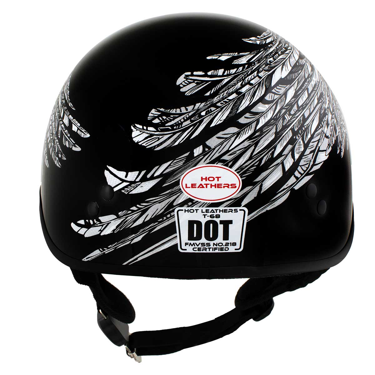 bikermental.com leather indian motorcycle half helmet Hot Leathers HLD1032 'Indian Skull' Motorcycle DOT Skull Cap Helmet