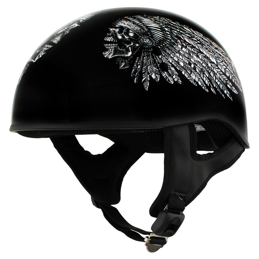 dot helmet motorcycle Hot Leathers HLD1032 'Indian Skull' Motorcycle DOT Skull Cap Helmet