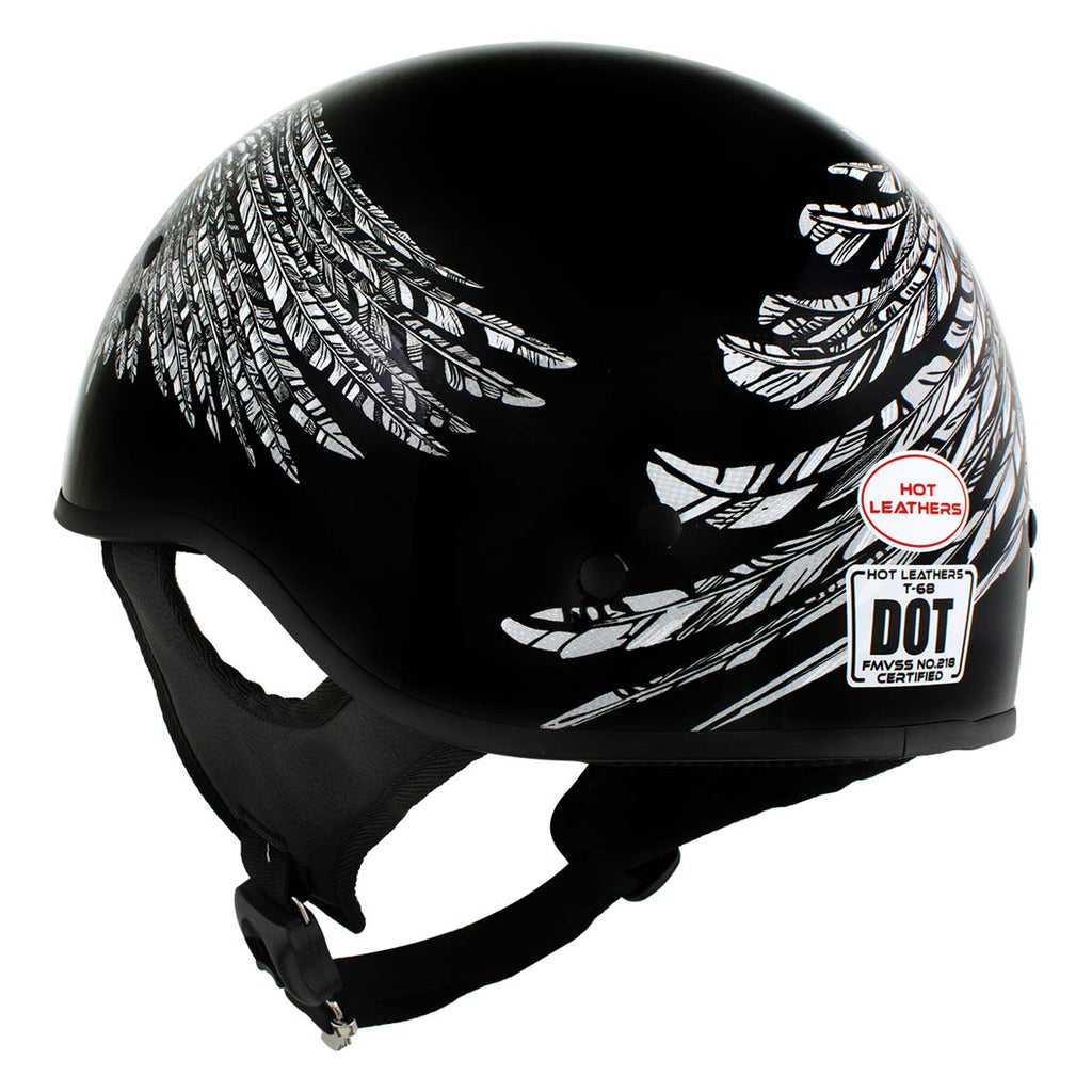 dot matte skull motorcycle helmet Hot Leathers HLD1032 'Indian Skull' Motorcycle DOT Skull Cap Helmet
