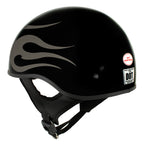 Hot Leathers HLD1036 'Flames' Gloss Black Motorcycle DOT Skull Cap Helmet