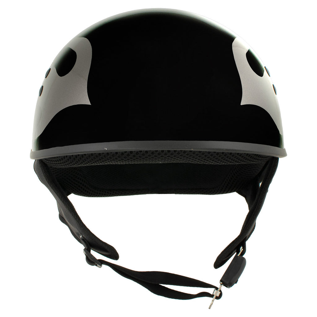 cool flame motorcycle helmet Hot Leathers HLD1047 Gloss Black Camo Skull Flames DOT Skull Half w/Drop Down Tinted Visor Made for the streets Full Face Motorcycle Cool Sportbike