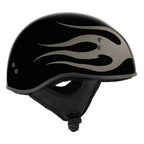Hot Leathers HLD1036 'Flames' Gloss Black Motorcycle DOT Skull Cap Helmet