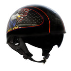 Hot Leathers HLD1037 Gloss Black 'Up Wing Eagle USA' Advanced DOT Helmet with Drop Down Tinted Visor