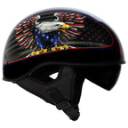 Hot Leathers HLD1037 Gloss Black 'Up Wing Eagle USA' Advanced DOT Helmet with Drop Down Tinted Visor