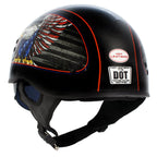 Hot Leathers HLD1037 Gloss Black 'Up Wing Eagle USA' Advanced DOT Helmet with Drop Down Tinted Visor