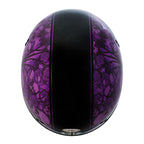 Hot Leathers HLD1039 Gloss Black 'Purple Skull Bouquet' Advanced DOT Helmet with Drop Down Tinted Visor
