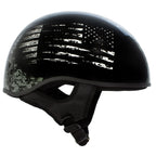 Hot Leathers HLD1043 Gloss Black 'Black and White Warrior Bullet' Advanced DOT Skull Helmet