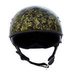 Hot Leathers HLD1047 Gloss Black 'Camo Skull Flames' Advanced DOT Skull Helmet with Drop Down Tinted Visor