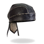 Hot Leathers Black With Gray Rub-Off Seam Medium Weight Leather Headwrap HWL1009