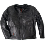 Hot Leathers JKM1011 Men's Black Leather Vented Motorcycle Racer Jacket with Double Piping
