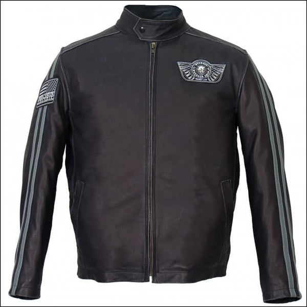 First Genuine Leather, Jackets & Coats, Motorcycle Jacket W Airbrushed  Eagle And Has Zipper Extender