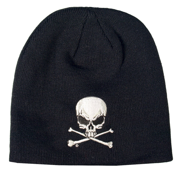 Skull and Crossbones Knit Beanie Hat | Hot Leathers
