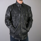 Hot Leathers LCS1001 Men’s motorcycle style  Black Leather Biker Shirt