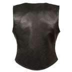 Milwaukee Leather LKL4701 Women's Black Premium Leather Motorcycle Rider Vest w/ Classic 4-Snap Closure