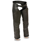 Milwaukee Leather LKL6700 Ladies Black Leather  Classic Chaps with Hip Pocket - Milwaukee Leather Womens Leather Chaps