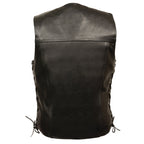 Milwaukee Leather LKM1360 Men's Black Leather Vest with Side Laces and Gun Pockets - Milwaukee Leather Mens Leather Vests