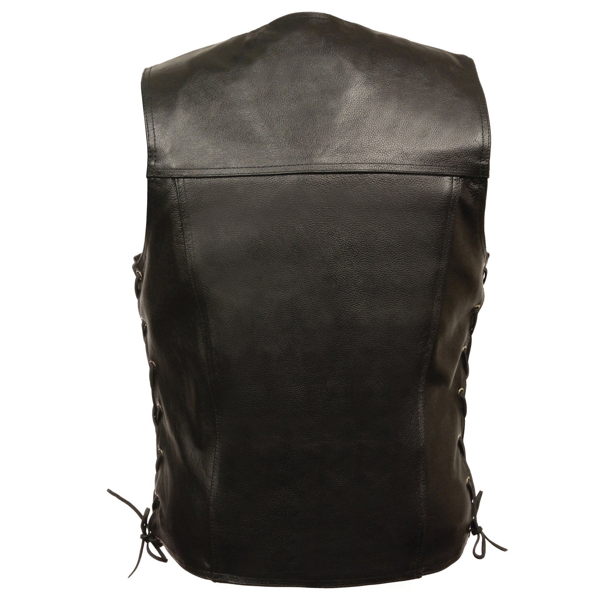 Milwaukee Leather LKM1360 Men's Black Leather Vest with Side Laces and Gun Pockets - Milwaukee Leather Mens Leather Vests