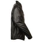 Milwaukee Leather LKM1600 Men's Black Lightweight Casual Style Leather Shirt with Gun Pocket - Milwaukee Leather Mens Leather Shirts