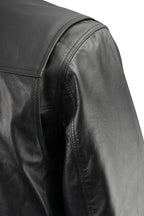 Milwaukee Leather LKM1601 Men's Black Lightweight Snap Front Leather Shirt