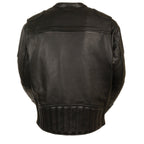Milwaukee Leather LKM1705 Men's Black Side Stretch Vented Black Leather Scooter Jacket with Gun Pocket - Milwaukee Leather Mens Leather Jackets