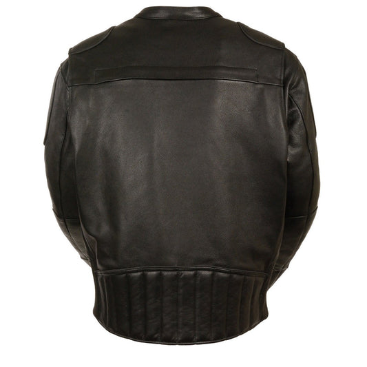 Milwaukee Leather LKM1705 Men's Black Side Stretch Vented Black Leather Scooter Jacket with Gun Pocket - Milwaukee Leather Mens Leather Jackets