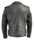 Milwaukee Leather LKM1711 Men's Leather Black Classic Side Lace Police Style Jacket with Gun Pockets - Milwaukee Leather Mens Leather Jackets