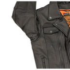 Milwaukee Leather LKM1720T Men's 'Tall Sizes' Black Vented Leather Jacket with Utility Pockets