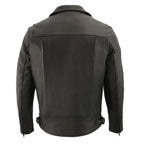 Milwaukee Leather LKM1720T Men's 'Tall Sizes' Black Vented Leather Jacket with Utility Pockets