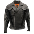 Milwaukee Leather LKM1720T Men's 'Tall Sizes' Black Vented Leather Jacket with Utility Pockets