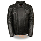 Milwaukee Leather LKM1720T Men's 'Tall Sizes' Black Vented Leather Jacket with Utility Pockets