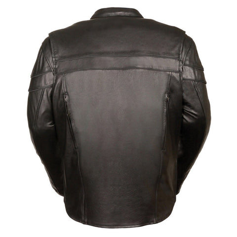 Milwaukee Leather LKM1725 Men's Black Sporty Crossover Scooter Leather Jacket - Milwaukee Leather Mens Leather Jackets