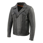 Milwaukee Leather LKM1760 Men's Black Leather Jacket with Utility Pockets