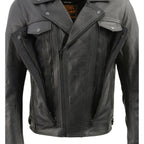 Milwaukee Leather LKM1760 Men's Black Leather Jacket with Utility Pockets