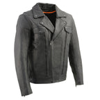 Milwaukee Leather LKM1760 Men's Black Leather Jacket with Utility Pockets