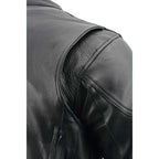 Milwaukee Leather LKM1765 Men's Black Leather Racer Style Side Laced Motorcycle Jacket w/ Ventilation System