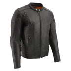 Milwaukee Leather LKM1765 Men's Black Vented Scooter Leather Jacket with Side Laces