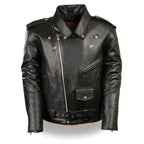 Milwaukee Leather LKM1781 Men's Classic Police Style Black Leather Motorcycle Jacket - Milwaukee Leather Mens Leather Jackets