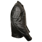 Milwaukee Leather LKM1785 Men's Black Leather Side Stretch Jacket with Reflective Piping - Milwaukee Leather Mens Leather Jackets