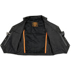 Milwaukee Leather LKM3700 Men's Classic Black Leather Motorcycle Rider Vest w/ Buffalo Nickel Snaps Closure