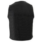 Milwaukee Leather LKM3700 Men's Classic Black Leather Motorcycle Rider Vest w/ Buffalo Nickel Snaps Closure