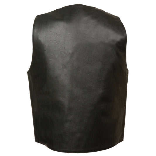 Milwaukee Leather LKM3700 Men's Plain Side Leather Vest with Buffalo Snaps - Milwaukee Leather Mens Leather Vests