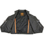 Milwaukee Leather LKM3701 Men's Black Leather Classic V-Neck Motorcycle Rider Vest w/ Buffalo Snaps and Side Laces